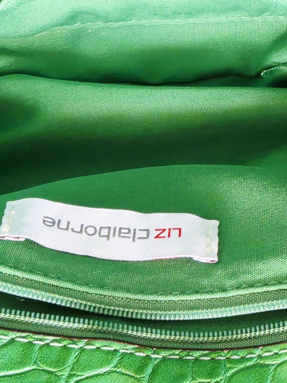 Liz Claiborne Emerald Green Croc-Embossed Shoulder Bag